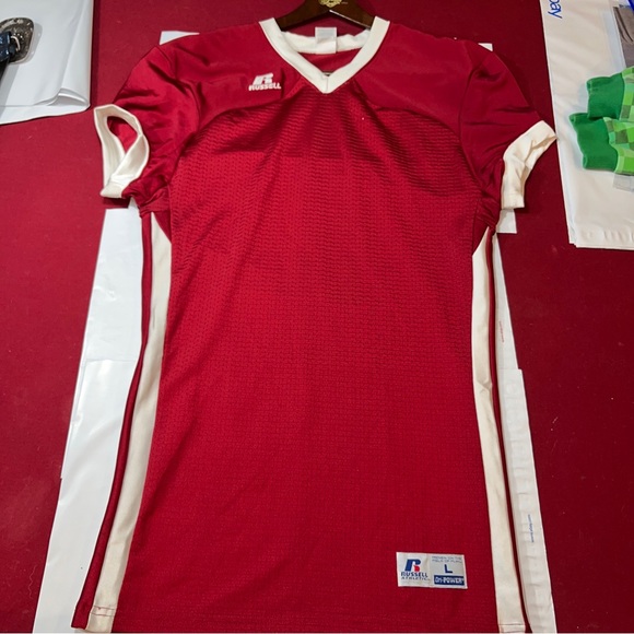 RUSSELL sporty spice SHIRT DRESS athletic burgundy White Stripes Short Sleeve Lg - Picture 6 of 16